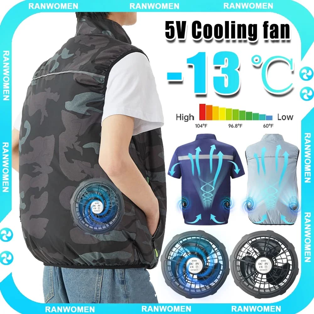 Gilet climatisé avec ventilateur 5V pour pêche estivale - Veste rafraîchissante pour travail en haute température