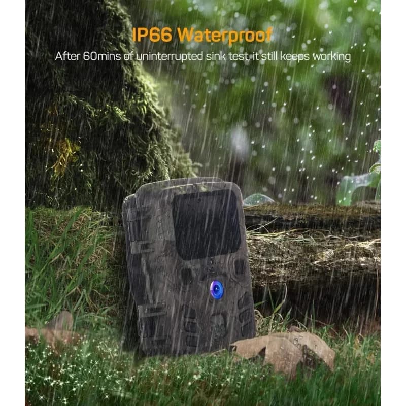 Mini caméra trail 4K 20MP étanche IP66 vision nocturne infrarouge pour monitoring faunique extérieur