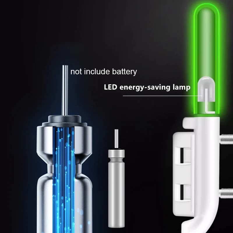 Alarme de touche double clochette avec lampe LED pour canne pêche nuit sans batterie