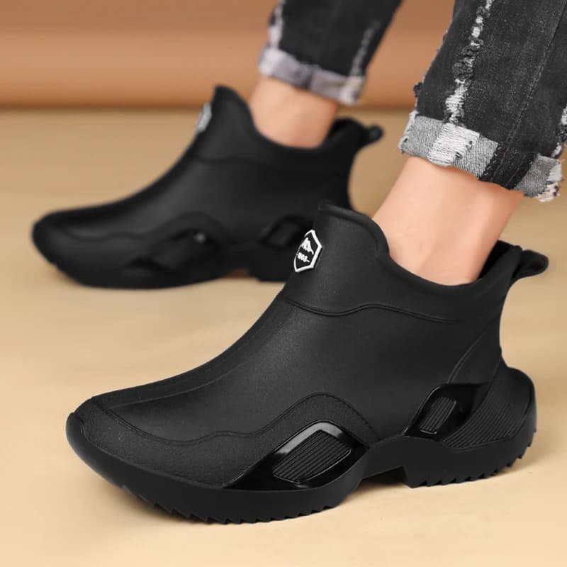 Chaussures de pluie homme courtes antidérapantes résistantes pêche cuisine bottes caoutchouc