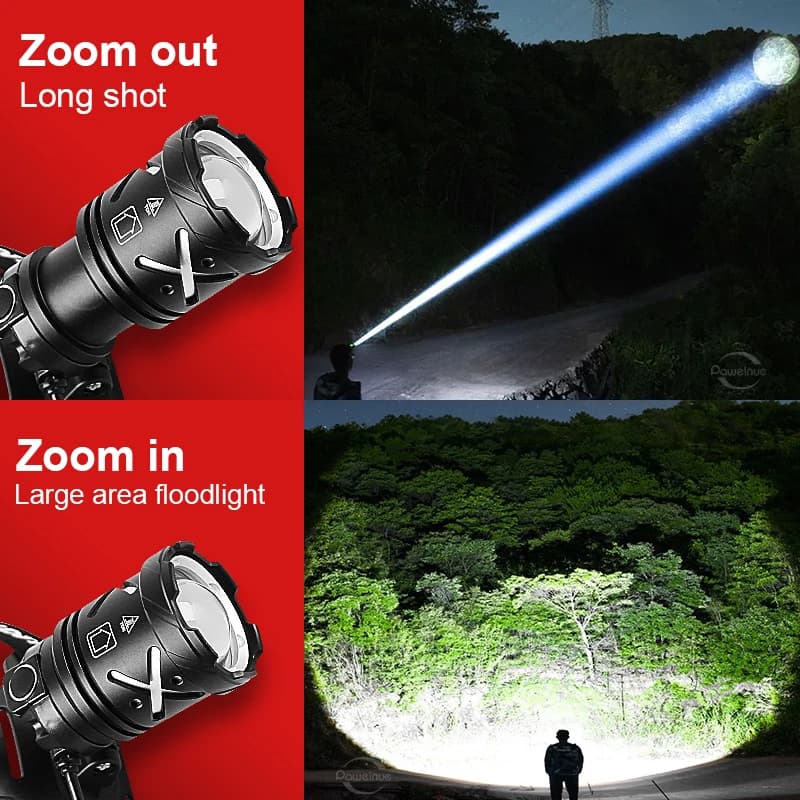 Lampe frontale professionnelle 1000000LM rechargeable 18650 ultra puissante pour pêche en mer et grands lacs
