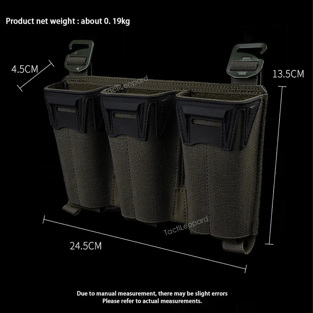 Pochette triple chargeurs tactique multi-calibres sac admin M4 556 9mm plaque porteuse airsoft pêche