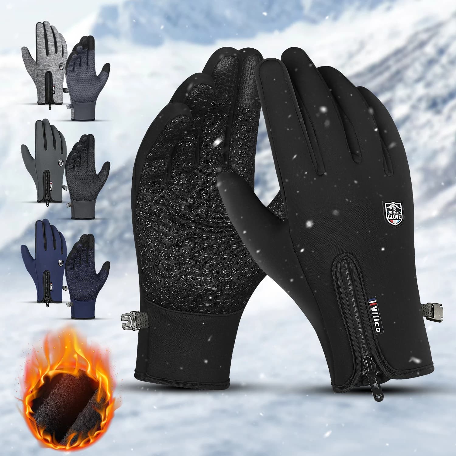 Gants vélo hiver homme femme touchscreen - Gants chauds tricotés étanches pour cyclisme hivernal