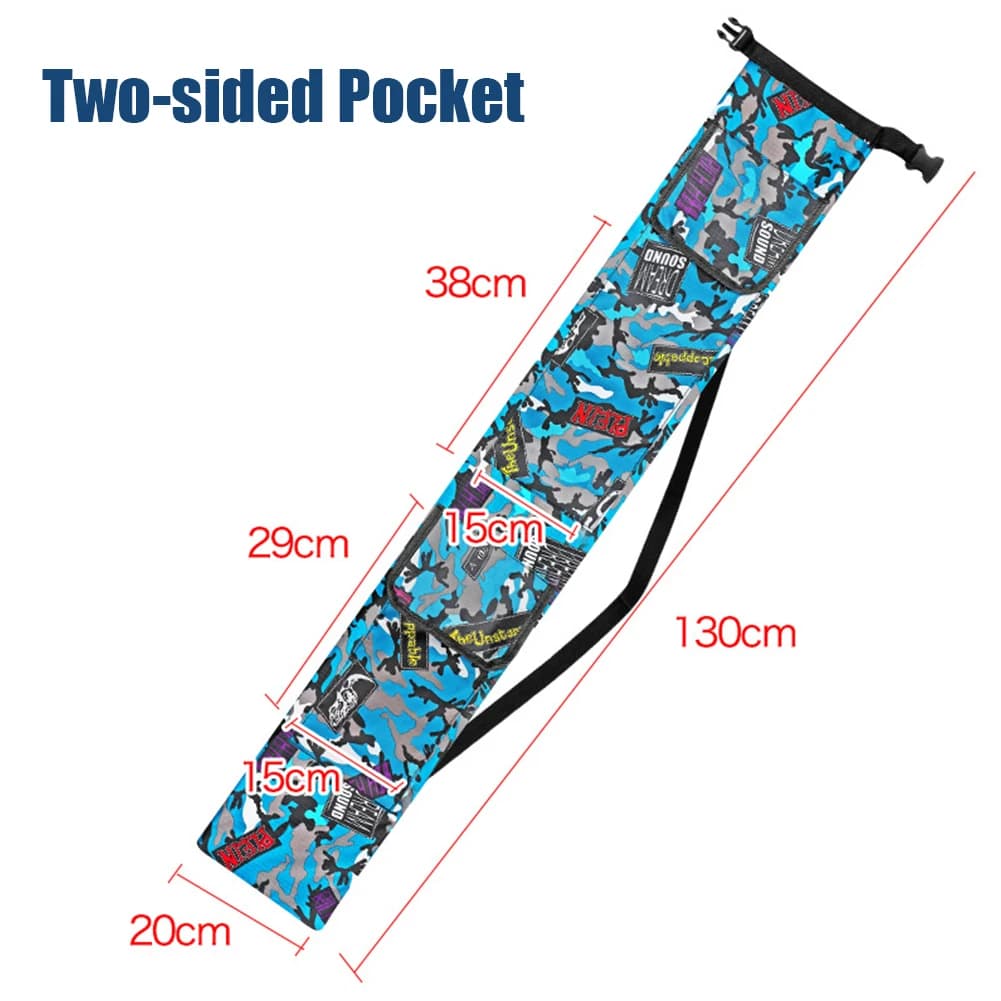 Housse canne pêche pliable toile oxford épaisse portative poche cordon rangement équipement