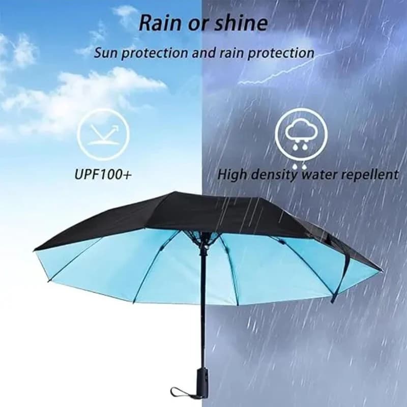 Parapluie ventilateur brumisateur 3 en 1 portable avec batterie et protection UV pour rafraîchissement été