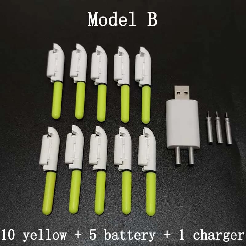 10 bâtons lumineux électroniques rechargeables pour pêche nocturne - lampe clip canne