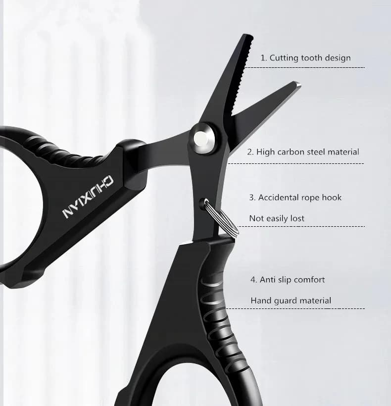 Pinces ciseaux en acier inoxydable avec revêtement titane pour couper fils PE - Accessoire pêche carpe