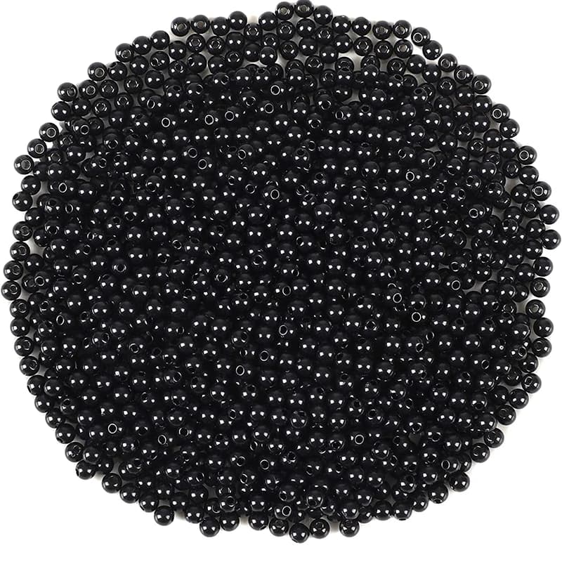 100 perles de pêche lumineuses 3-8mm pour stoppeurs et montages carpes - noires rondes dures et souples