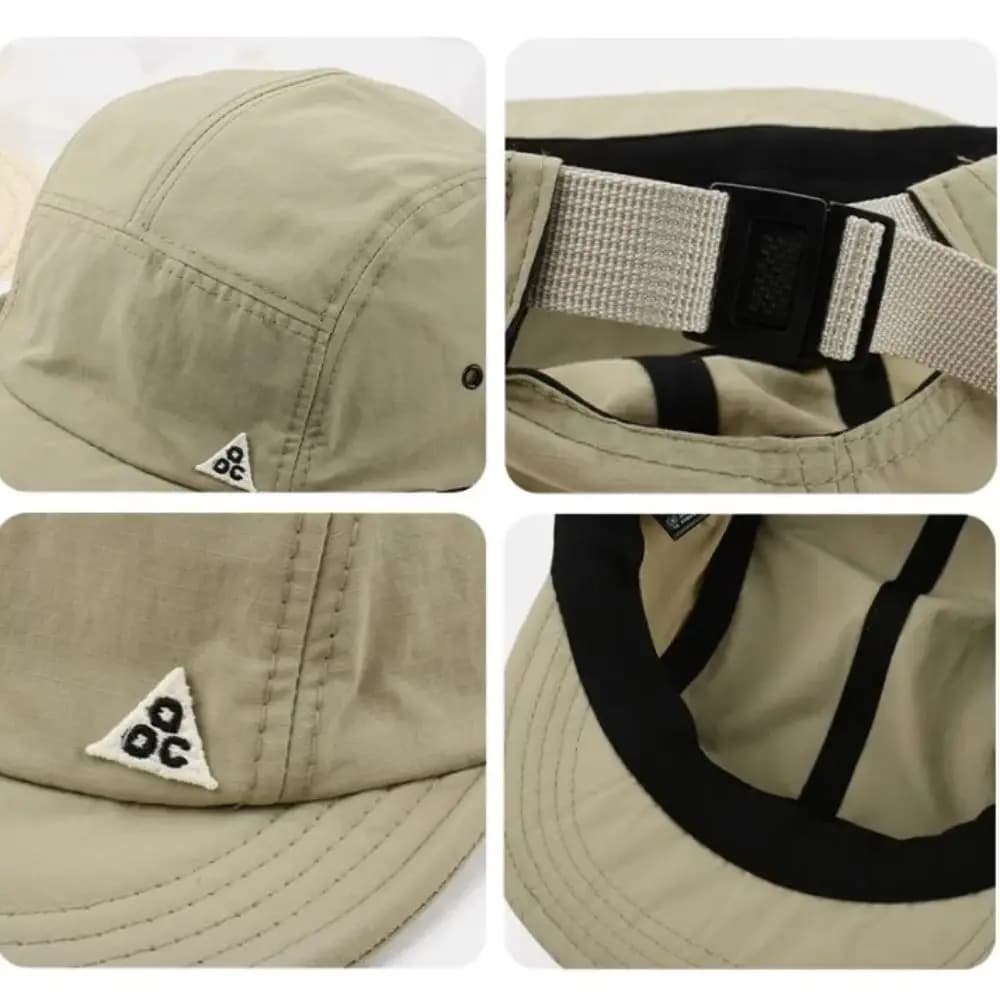Casquette baseball rétro séchage rapide visière courte unisexe été pêche camping japonais 5 panneaux