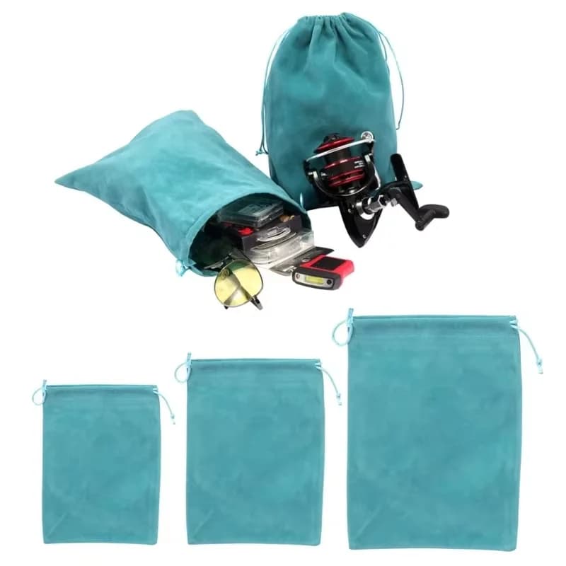 Sac de rangement pour moulinets de pêche avec cordon de serrage portable et protecteur