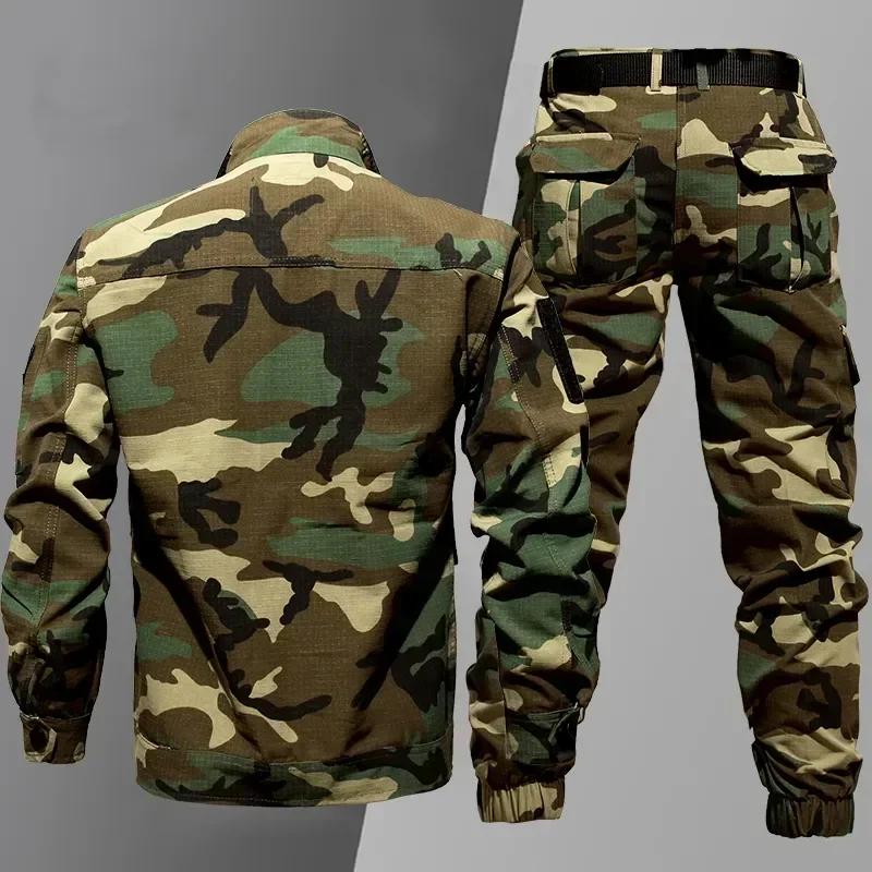 Uniforme camouflage war games pêche tactique veste salopette multi-poches training CS 2 pièces