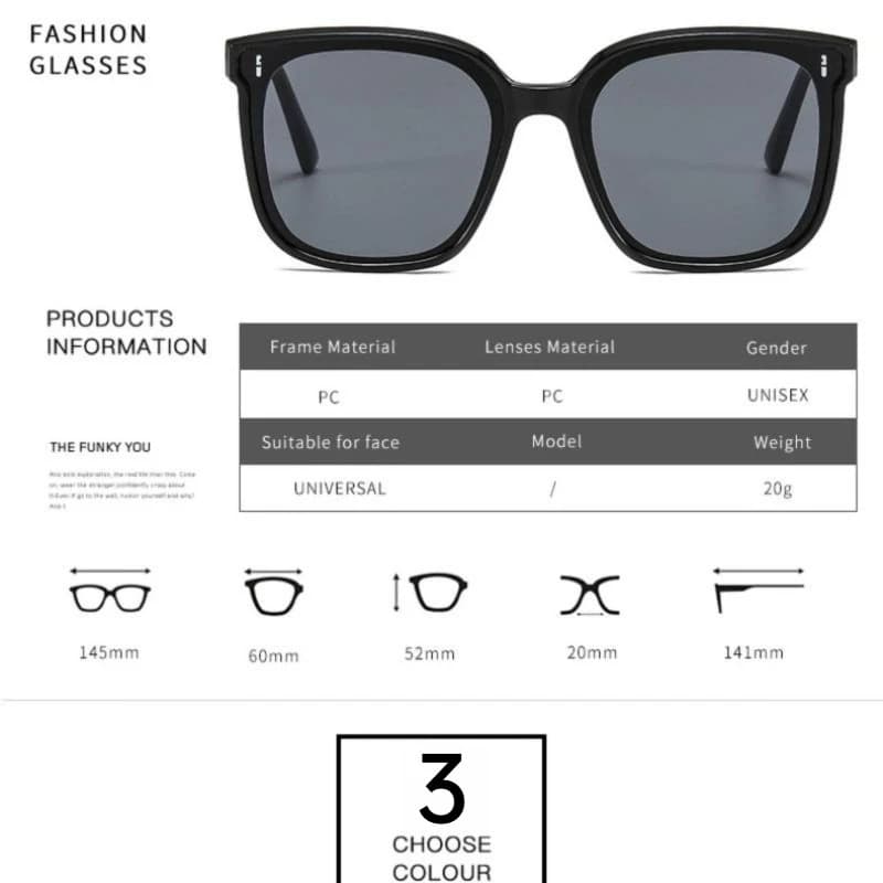 Lunettes de soleil coréennes carrées UV400 pêche élégantes - Conduite protection classique