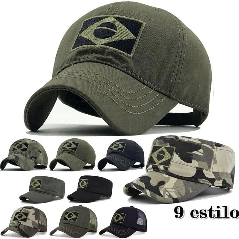 Casquette Baseball Brodée Drapeau Brésilien - Tactique Camouflage Pêche Randonnée Homme