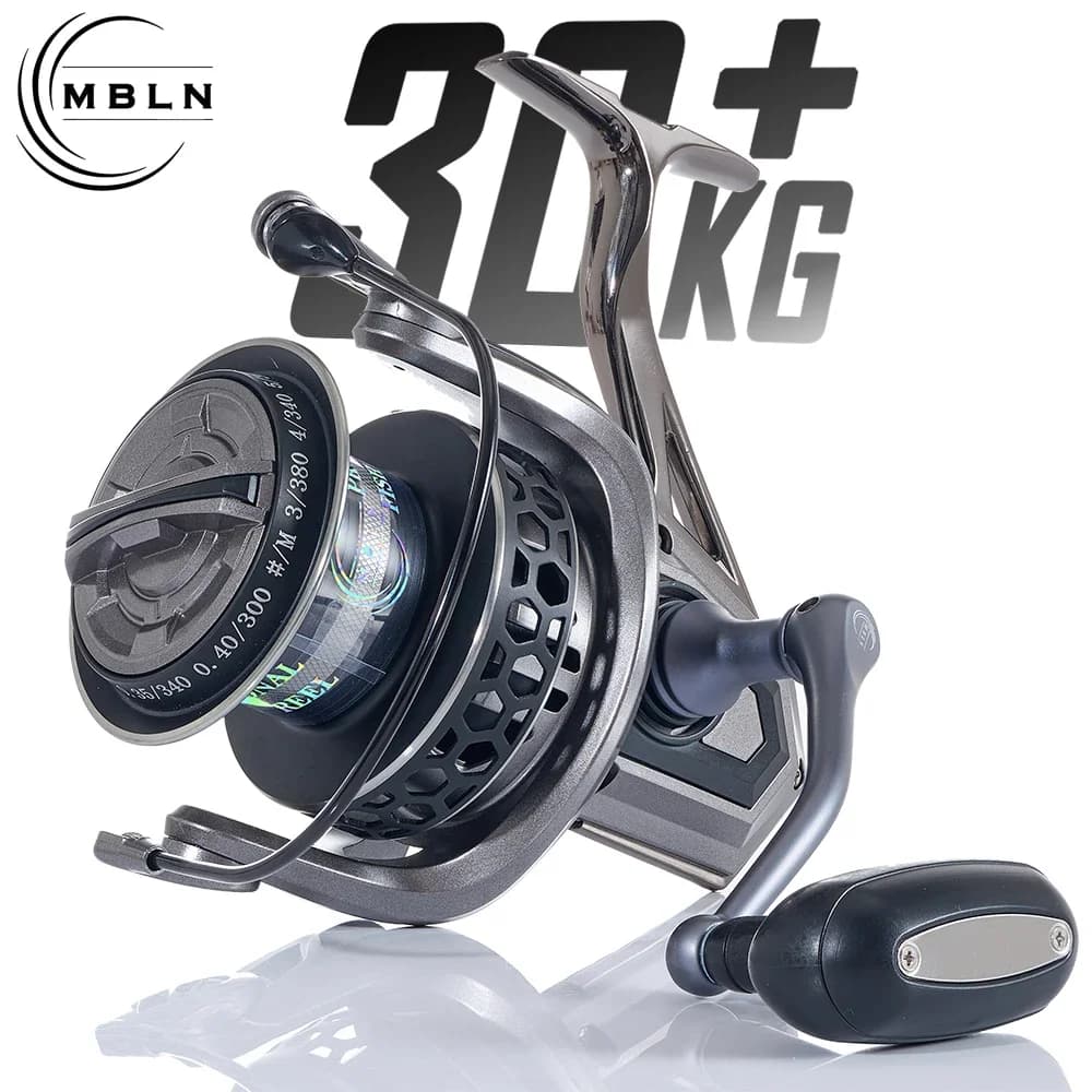 Moulinet spinning MBLN 8000-12000 série frein 30Kg max bobine et manivelle alliage pêche mer