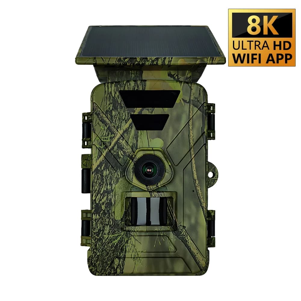 Caméra solaire 8K 60MP étanche avec batterie 5200mAh pour observation faune autonome France