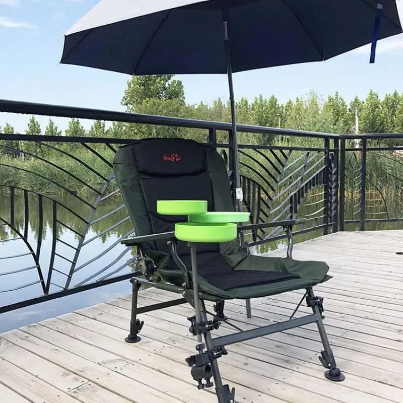 Chaise pêche multifonction avec repose-pieds et dossier haut réglable 160° pour loisirs