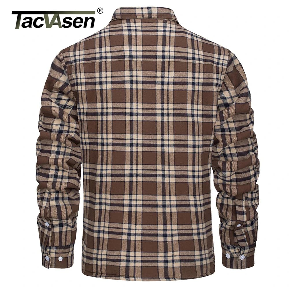 Veste flanelle homme TACVASEN doublure polaire pour pêche hiver épaisse travail extérieur 3 poches
