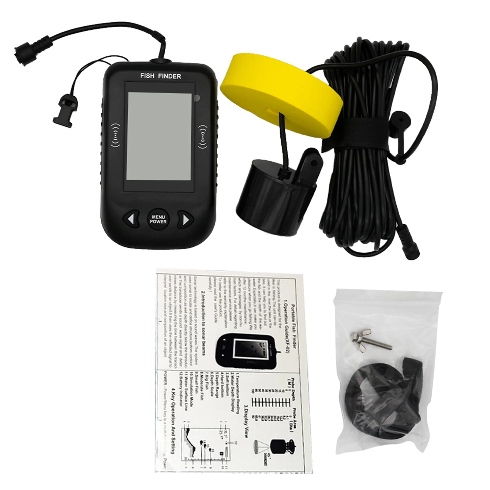Détecteur de poissons portable sonar main avec écran LCD pour bateau kayak pêche de nuit jusqu'à 100m