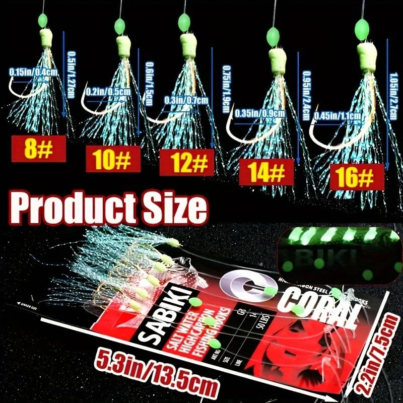 TAKBAS Sabiki Rigs Leurres Lumineux Hameçons Haut Carbone Eau Douce Salée Pêche Mer Accessoires