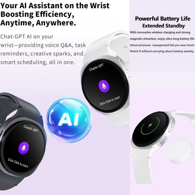 Watches 8 Mini 2025 smartwatch GPS suivi santé AMOLED fréquence cardiaque appels Bluetooth étanche