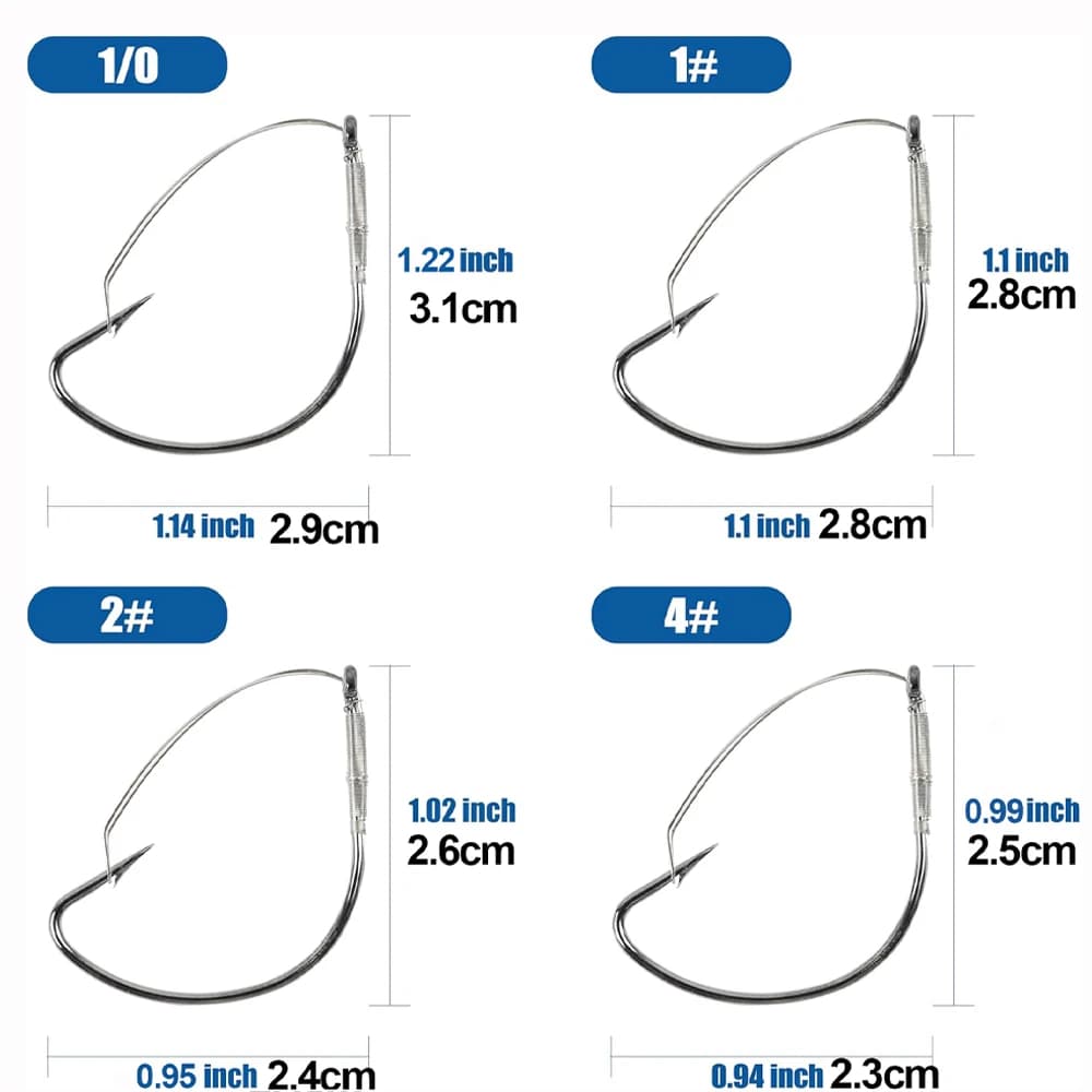 Hameçons Wacky Rig 10PCS weedless pour vers Drop Shot pêche du black-bass et truite en eau douce
