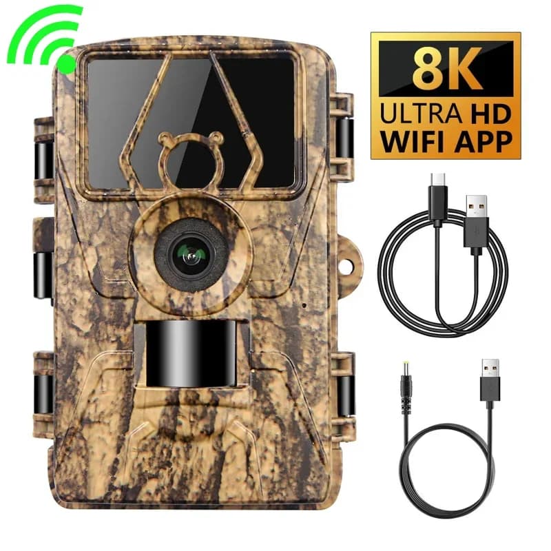 PR801 caméra trail WiFi 60MP 8K étanche avec détection mouvement infrarouge et contrôle application