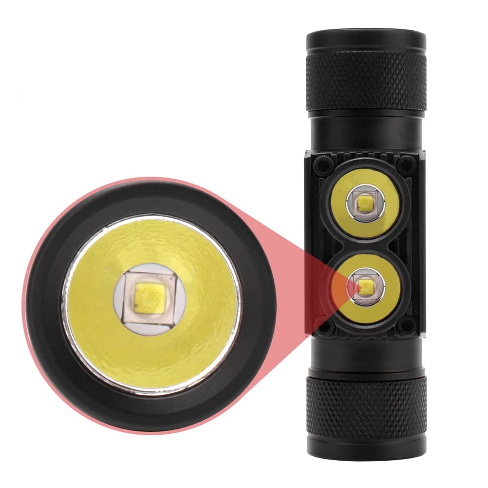 Mini lampe frontale BORUiT D25 5000LM double LED rechargeable 6 modes pour pêche et chasse
