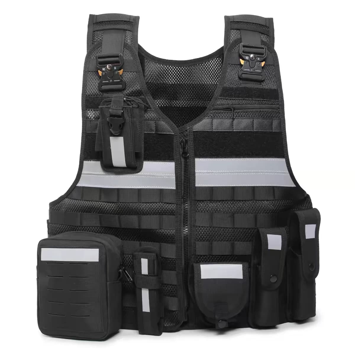 Veste tactique noire multifonction protection extérieure intérieure jaune respirante confortable réfléchissante démontage rapide