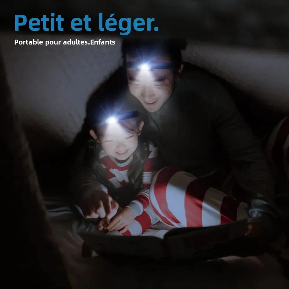 Mini lampe frontale BORUiT 3W LED rouge étanche 4 modes pour pêche discrète nocturne