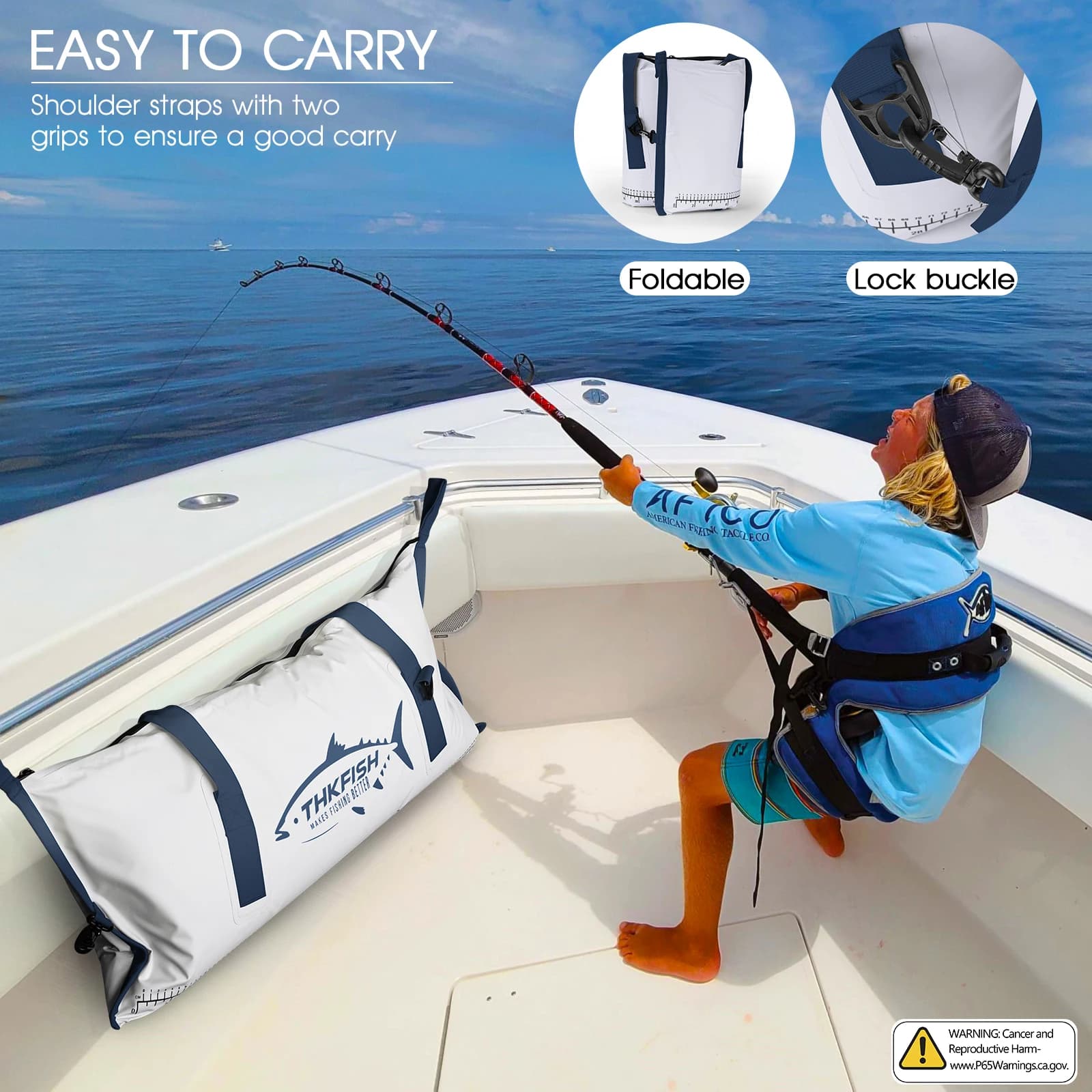 Sac isotherme THKFISH 40 pouces pour poissons vivants - Grande capacité étanche PVC pêche fraîcheur