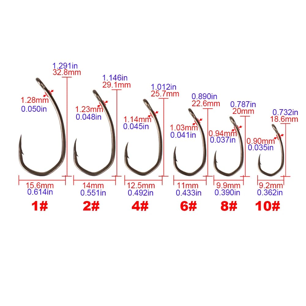 Hameçons Hirisi 8041 50 pièces ardillonnés acier inoxydable haute carbone revêtus PTFE anti-rouille