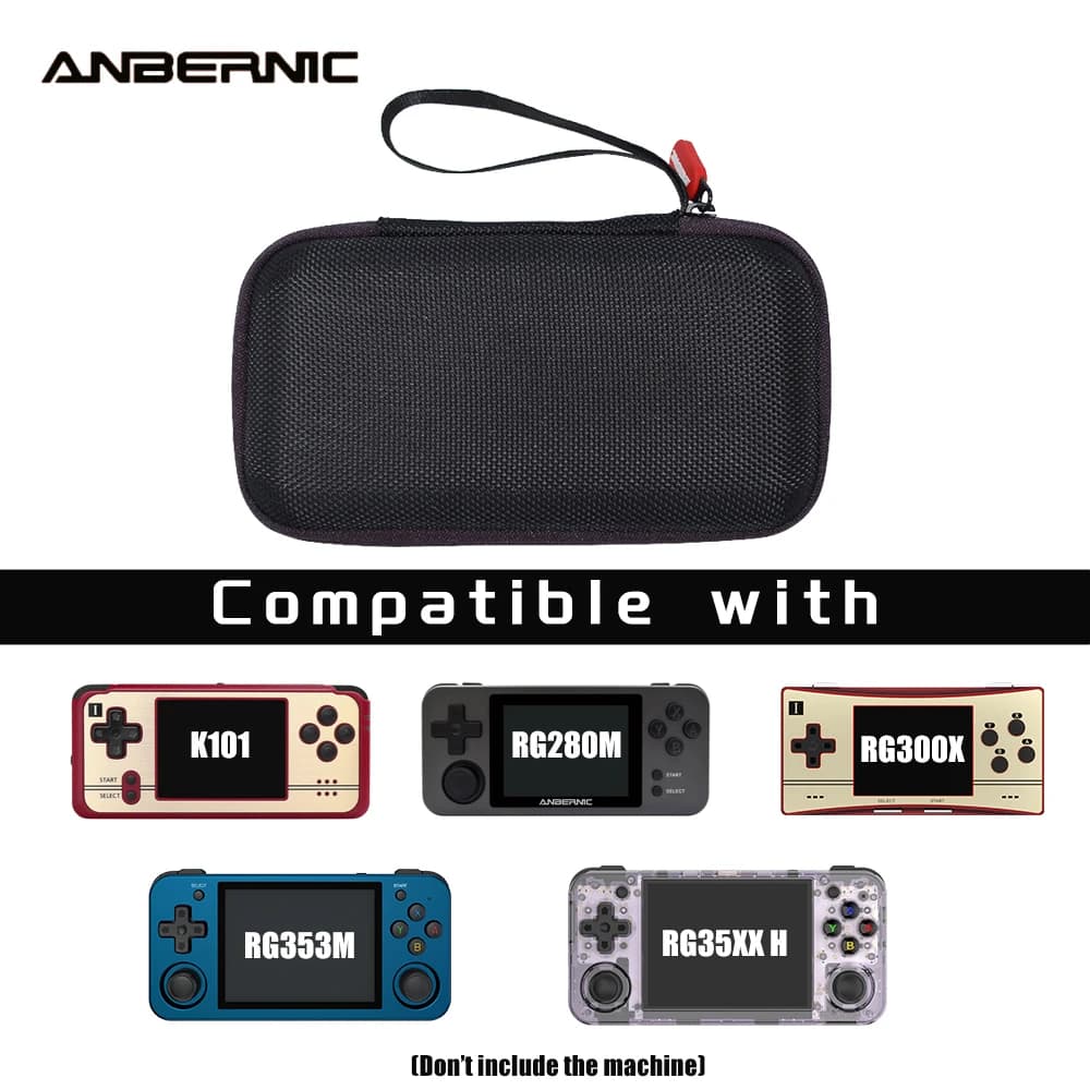 Étui de transport rigide ANBERNIC pour RG35XX H/RG353M - Protection consoles retro avec filet cartes SD