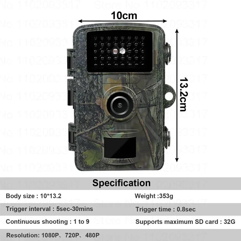 Caméra trail 16MP 1080P étanche vision nocturne infrarouge pour surveillance faune et pêche