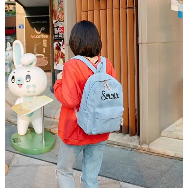 Sac à dos personnalisé enfant en velours côtelé brodé - Prénom personnalisé - Rentrée scolaire maternelle