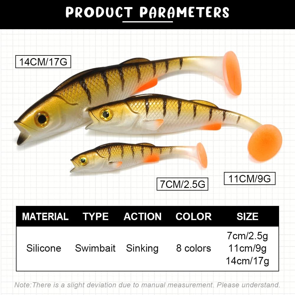 Leurre souple Spinpoler Vigour Perch Shad 7cm 11cm 14cm pour brochet sandre perche - Swimbait pêche carnassier