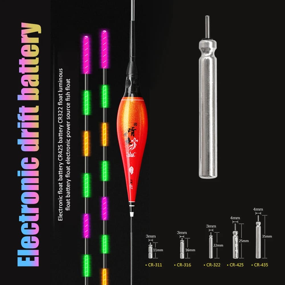 Flotteur lumineux électronique de pêche de nuit CR311 CR316 CR322 CR425 CR435, 10 à 100 pièces, accessoires lumineux