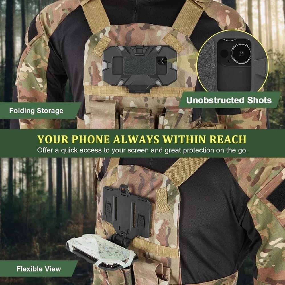 Porte-téléphone pour gilet pêche MOLLE - Support pliant navigation rapide étanche pêche tactique
