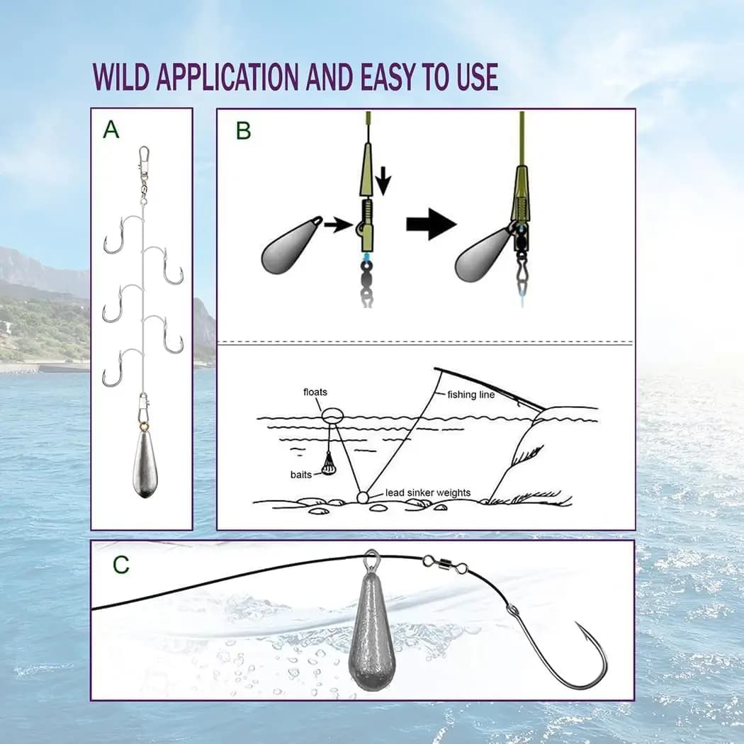 Plombs de pêche goutte 10 tailles pour drop shot et casting en eau douce et mer