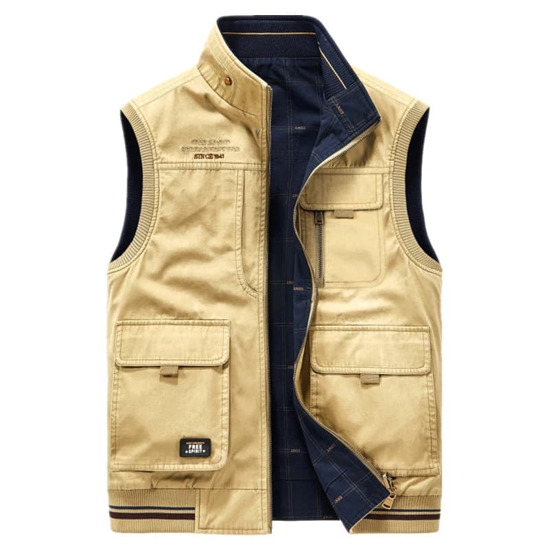Veste de pêche sans manches double face militaire multi-poches pour homme taille grande 8XL coton automne hiver