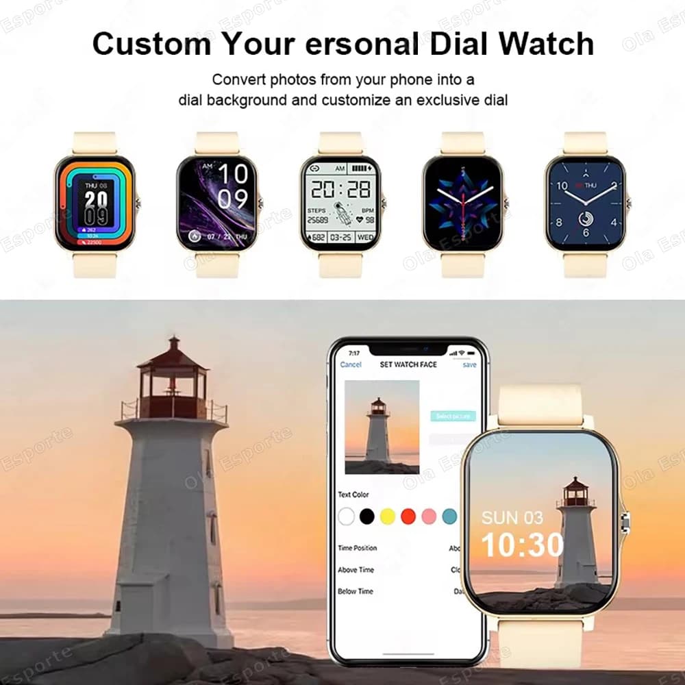 Smartwatch 2.01" HD - Montre connectée appels messages modes sport météo pour pêcheurs hommes femmes