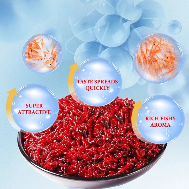 Appât carpe 100g Krill Red Worm - Forte odeur poissonnée pour poissons d'eau douce