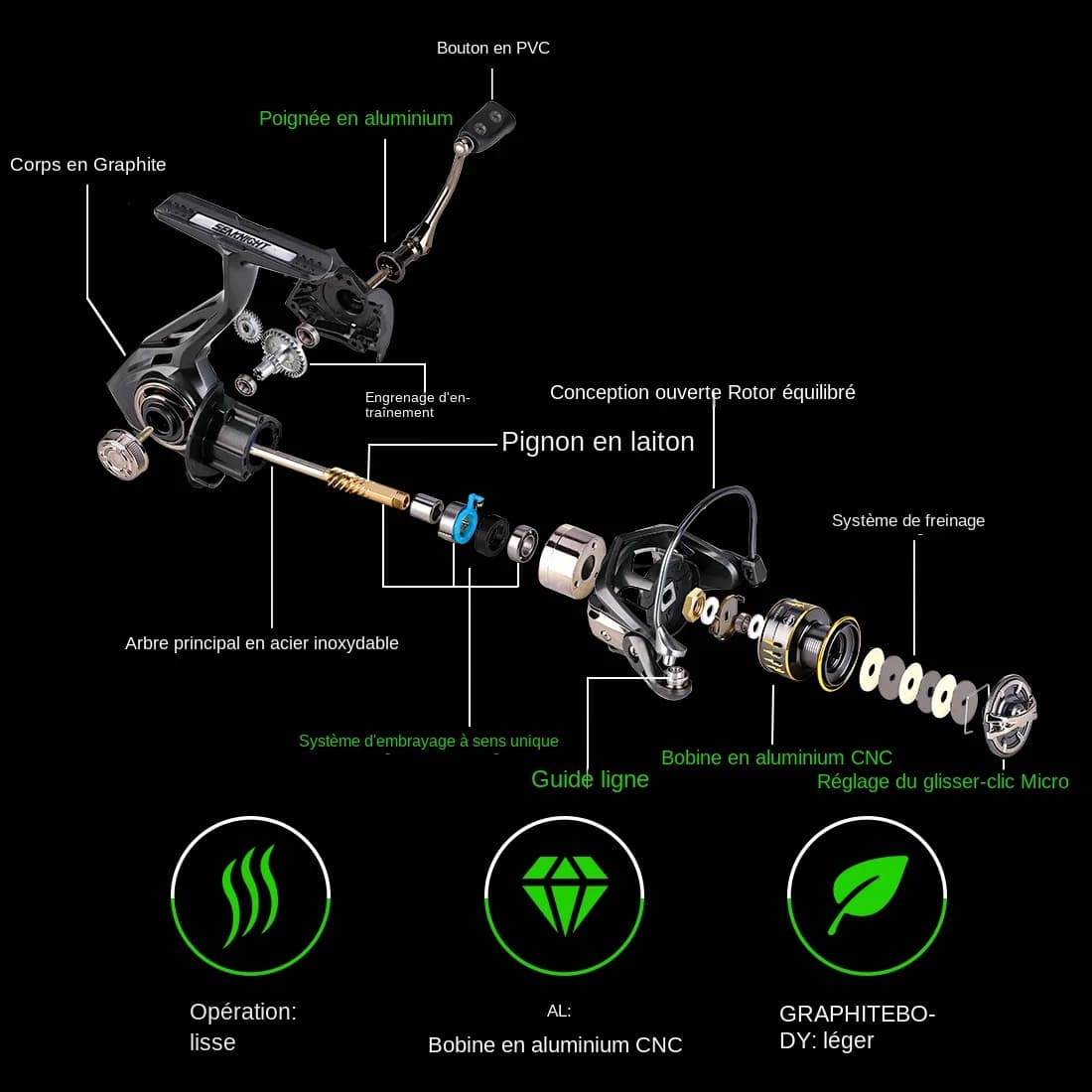 Moulinet SeaKnight ARCHER2 avec alarme 28lbs de drag max - bobine aluminium 2000-6000 pour pêche sportive