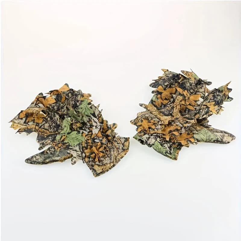 Gants camouflage feuilles jungle - Accessoire pêche discret pour approche des poissons méfiants