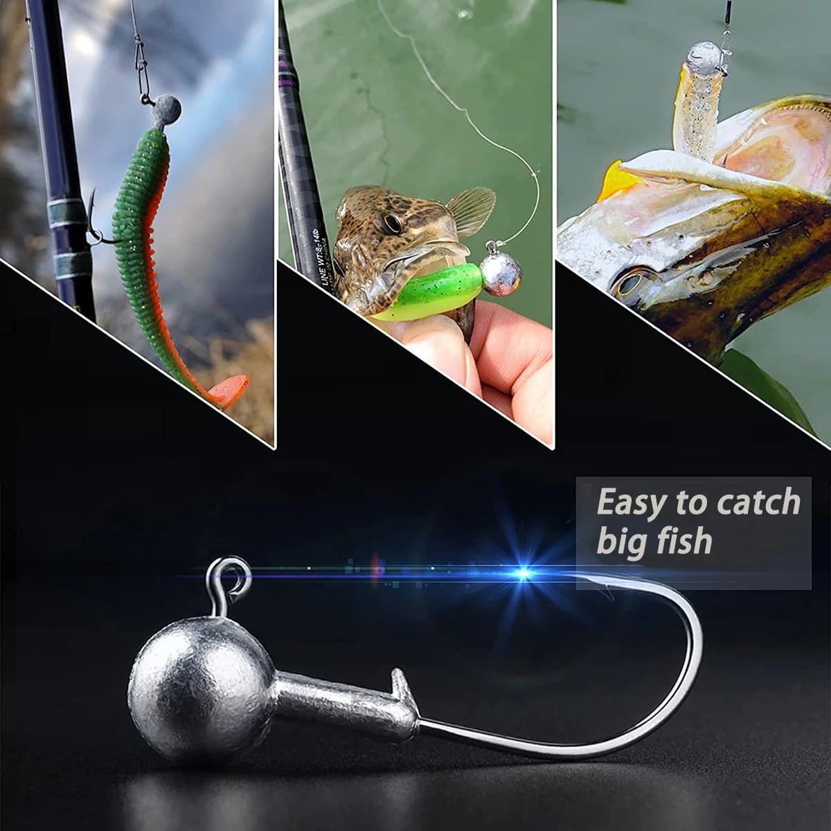 Hameçons jig head de 1g à 28g pour leurres souples, pêche au crankbait et montage bass rig, accessoires de pêche