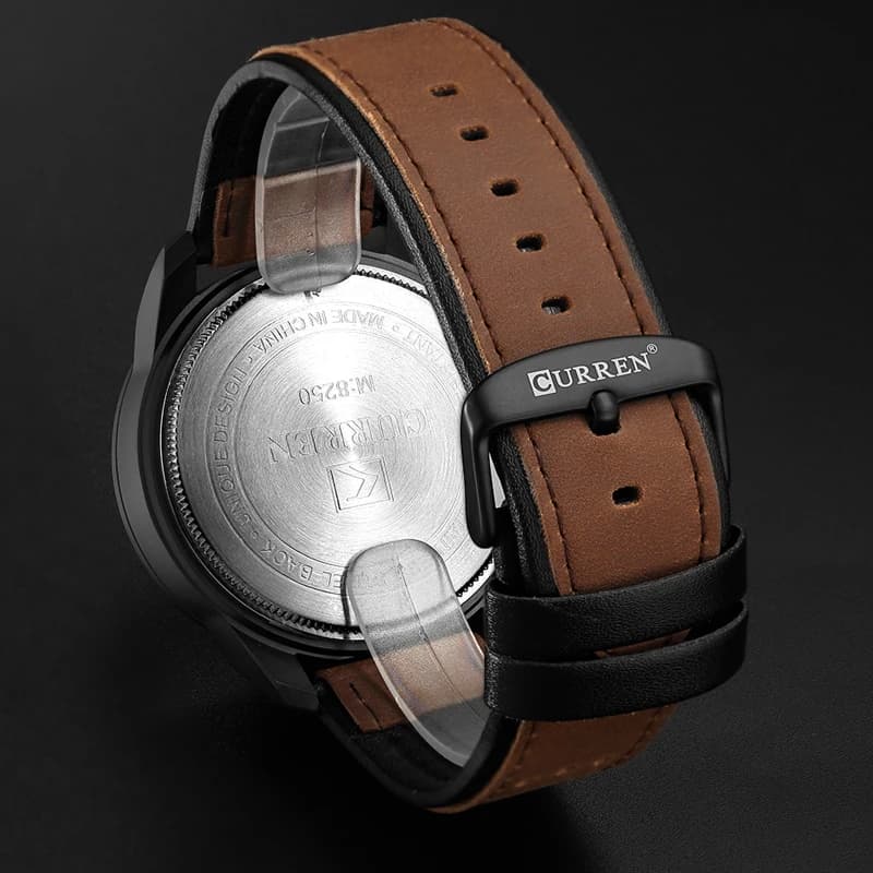 Montre Homme CURREN 8250 Étanche Cuir Respirant - Montre Casual Trois Aiguilles pour Affaires