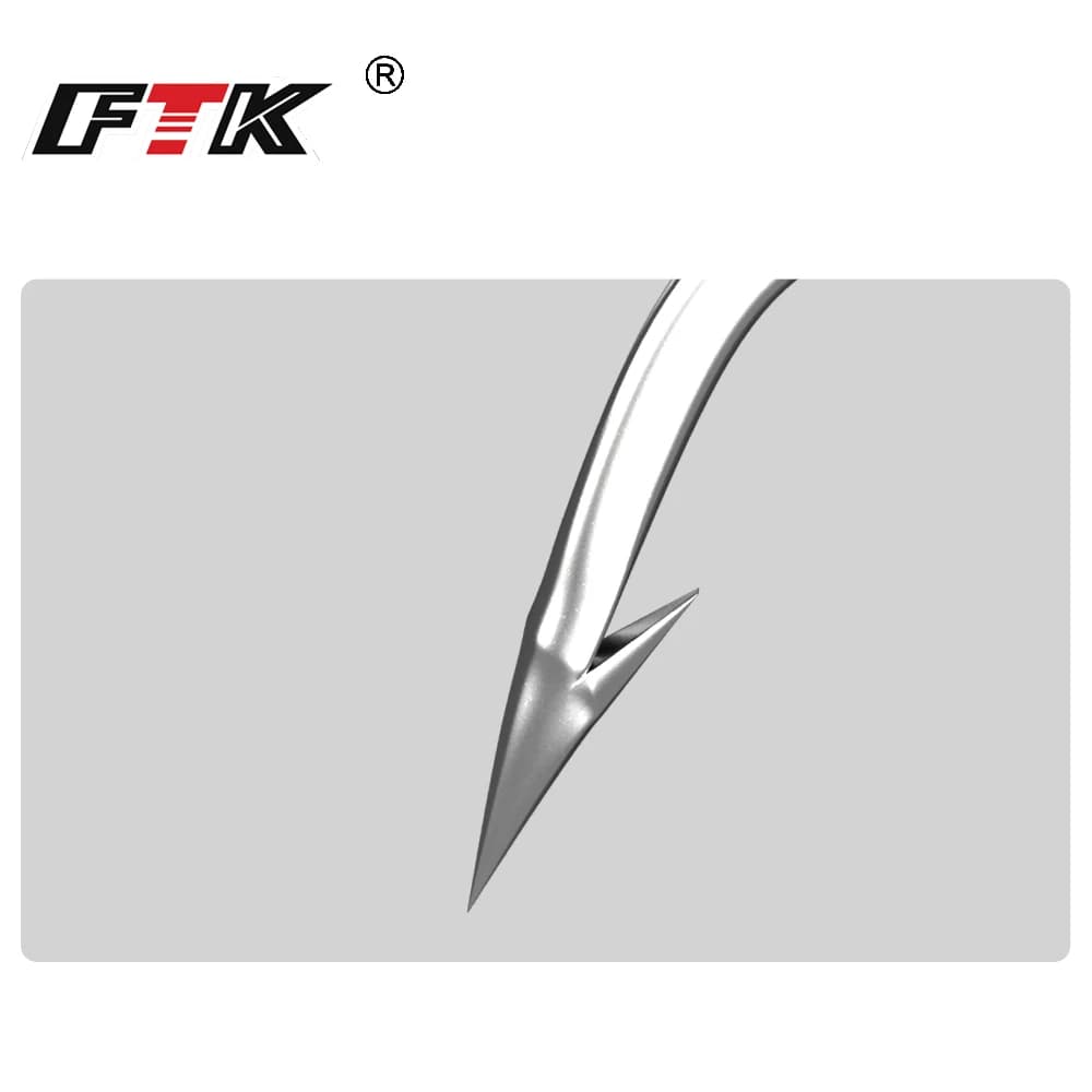 FTK 50 hameçons acier inoxydable barbelés pour carpe et bass - Tailles 1/0 à 10/0 en pack de 25