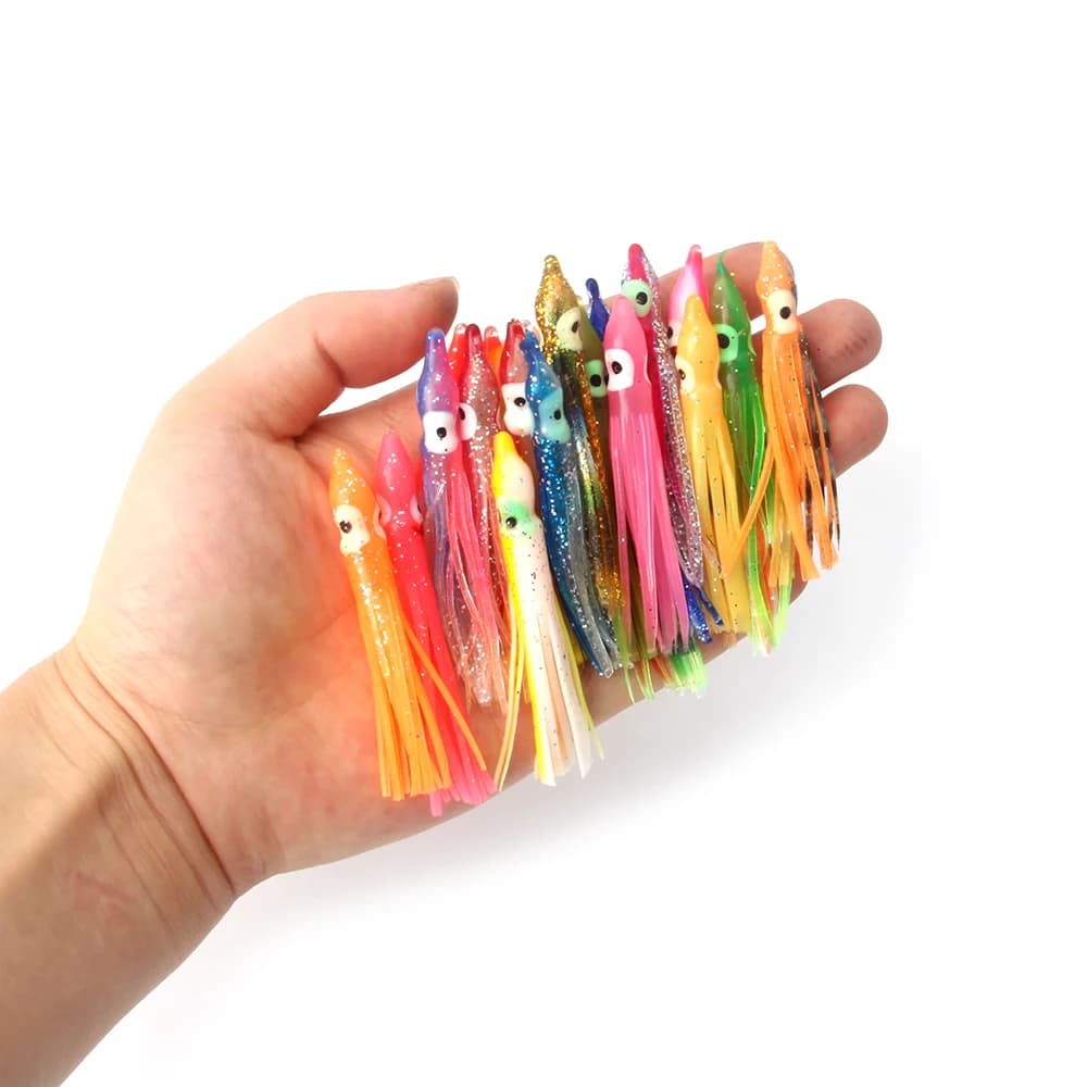 Leurre souple poulpe 6,5cm pour jig, leurre artificiel thon et voilier, 20 pièces multi-couleurs