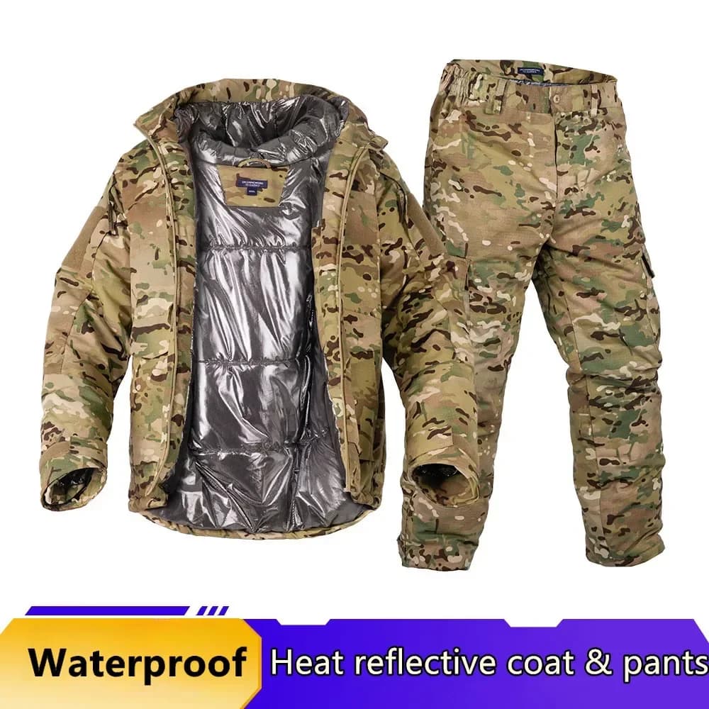 Veste camouflage pêche tactique - Protection hivernale pour pêche discrète et confortable