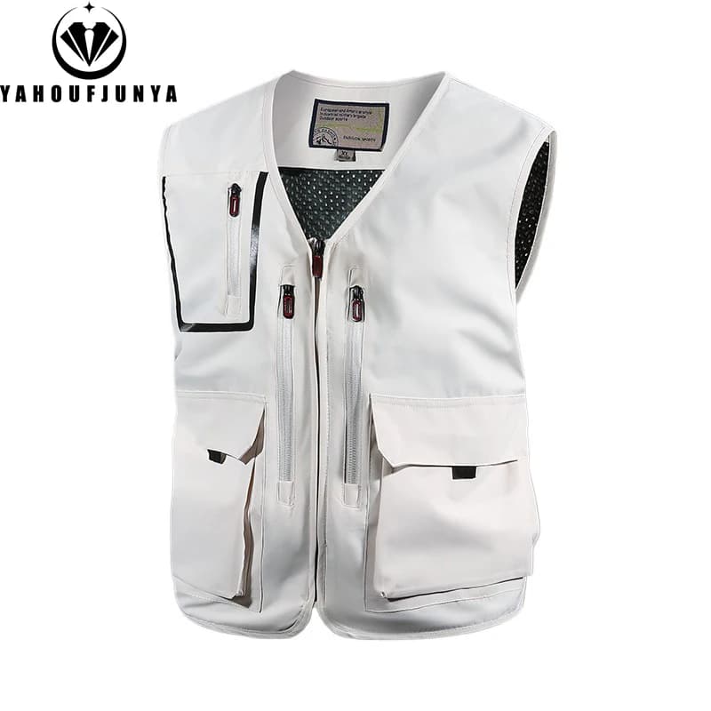 Veste sans manches pêche été 2025 homme - Respirante légère multi-poches pour camping et activités outdoor