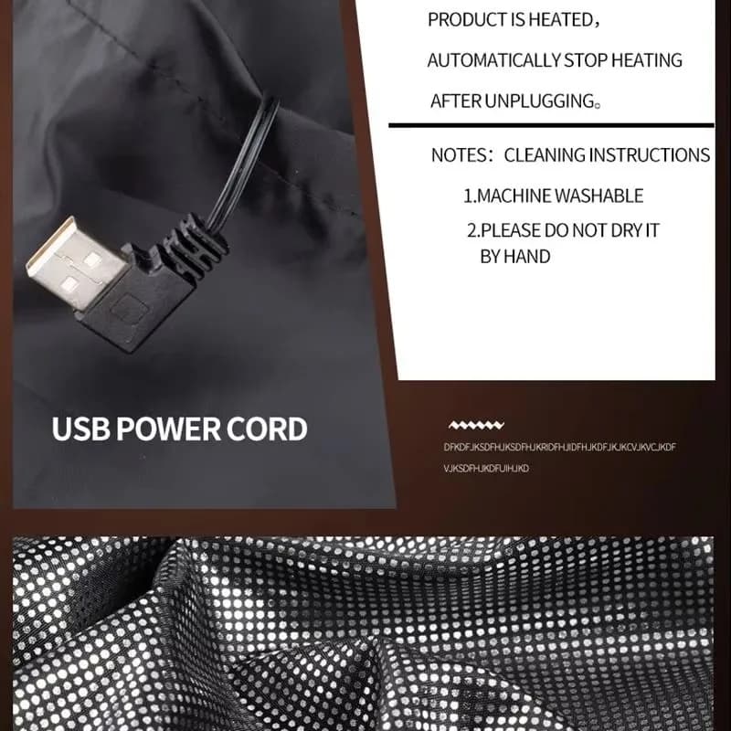 Gilet chauffant 9 zones électrique USB homme femme pêche camping veste chauffante graphène sport